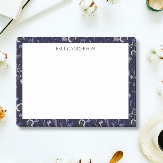 Monogram Blue Lila Hübsche Wildblume Floral Post-it Klebezettel