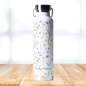 Monogram Blue Lila Hübsche Wildblume Floral Trinkflasche