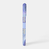 Monogram Blue Lila Silver Glitzer Agate Marble iPhone 16 Hülle (Rechte Seite)
