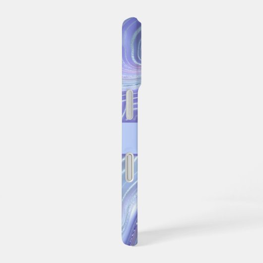 Monogram Blue Lila Silver Glitzer Agate Marble iPhone 16 Hülle (Rechte Seite)
