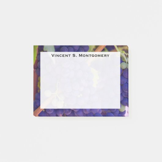 Monogram Blue Lila Trauben Post-it Klebezettel (Vorderseite)