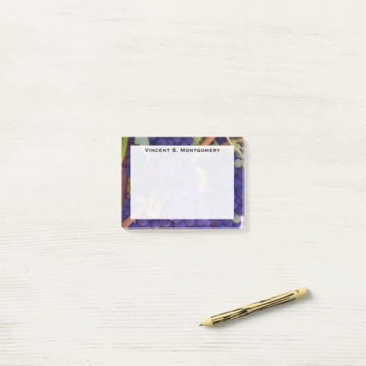 Monogram Blue Lila Trauben Post-it Klebezettel (Auf Schreibtisch)