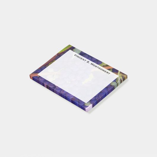 Monogram Blue Lila Trauben Post-it Klebezettel (angewinkelt)