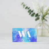 Monogram Blue Lila Watercolor Artist Visitenkarte (Stehend Vorderseite)