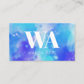 Monogram Blue Lila Watercolor Artist Visitenkarte (Vorderseite)