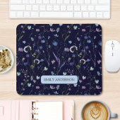 Monogram Blue Lila Wildblume Floral Pattern Mousepad