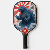 Monogram Blue Lizard Monster Retro Trendy Pickleball Schläger (Vorderseite)