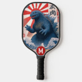 Monogram Blue Lizard Monster Retro Trendy Pickleball Schläger (Rückseite)