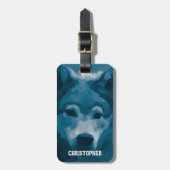 Monogram Blue Lone Wolf Gepäckmarke Gepäckanhänger (Vorderseite vertikal)
