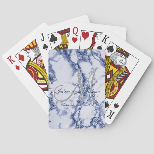 Monogram Blue Marble Design Spielkarten (Rückseite)