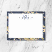 Monogram Blue Marble Gold Foil Graphic Post-it Klebezettel