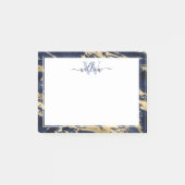 Monogram Blue Marble Gold Foil Graphic Post-it Klebezettel (Vorderseite)