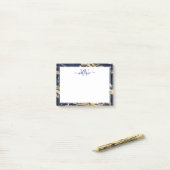 Monogram Blue Marble Gold Foil Graphic Post-it Klebezettel (Auf Schreibtisch)