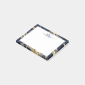 Monogram Blue Marble Gold Foil Graphic Post-it Klebezettel (angewinkelt)