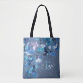 Monogram Blue Marine cyan lila Kalligraphie Trend Tasche (Vorderseite)