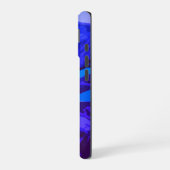Monogram Blue Marine Indigo abstrakt farbenfroh he iPhone 16 Hülle (Linke Seite)