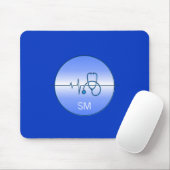 Monogram Blue Medical Stethoscope Heartbeat Mousepad (Mit Mouse)