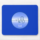 Monogram Blue Medical Stethoscope Heartbeat Mousepad (Vorne)