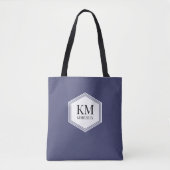 Monogram Blue Modern Eleganter Einfaches Individue Tasche (Vorderseite)