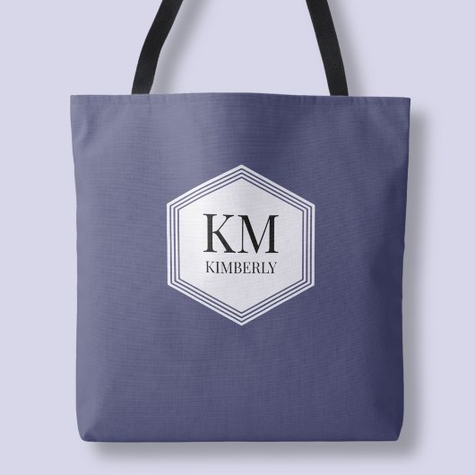 Monogram Blue Modern Eleganter Einfaches Individue Tasche