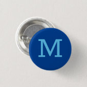 Monogram Blue Modern Fügen Sie Ihren Namen zuerst Button (Vorne & Hinten)