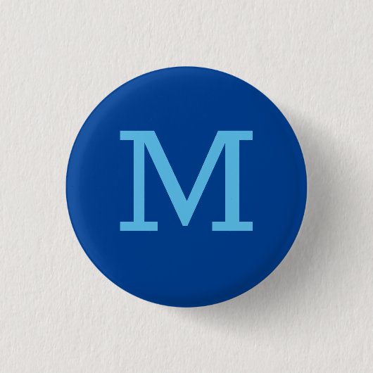 Monogram Blue Modern Fügen Sie Ihren Namen zuerst Button (Vorderseite)