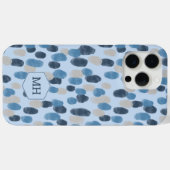 Monogram Blue Modern Watercolor Dot Pattern Case-Mate iPhone Hülle (Rückseite (Horizontal))