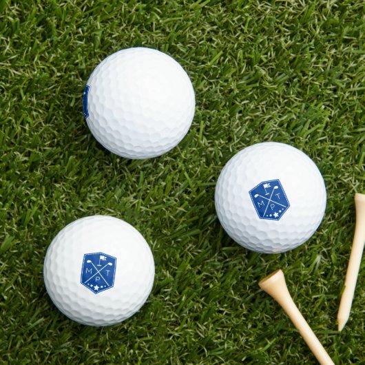 Monogram Blue Name Personalisiert Golfball (Insitu Gras)