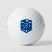 Monogram Blue Name Personalisiert Golfball (Vorderseite)