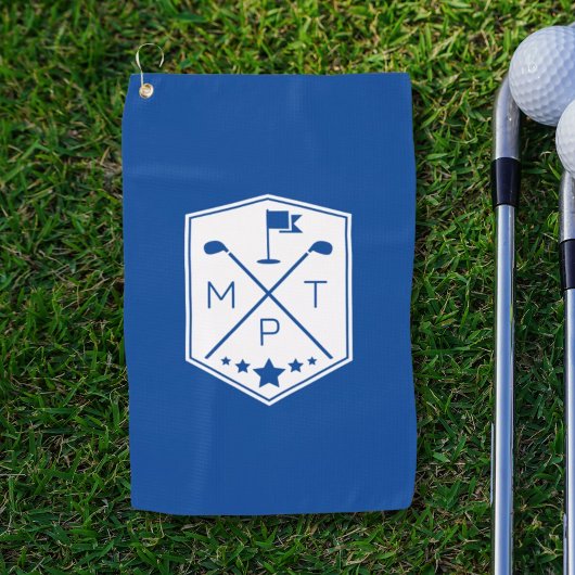 Monogram Blue Name Personalisiert Golfhandtuch
