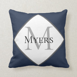 Monogram Blue Nautic Throw Pillow Kissen
