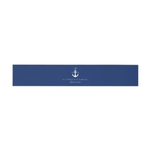 Monogram Blue Nautical Anchor Elegant Bands Einladungsbanderole
