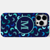 Monogram Blue New Moon Muster Case-Mate iPhone Hülle (Rückseite (Horizontal))