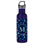 Monogram Blue New Moon Muster Edelstahlflasche (Vorderseite)