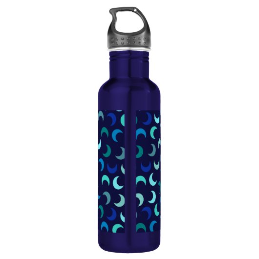 Monogram Blue New Moon Muster Edelstahlflasche (Rückseite)