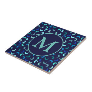 Monogram Blue New Moon Muster Fliese