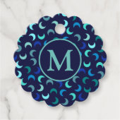 Monogram Blue New Moon Muster Geschenkanhänger (Vorderseite)