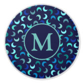 Monogram Blue New Moon Muster Keramikknauf (Vorderseite)