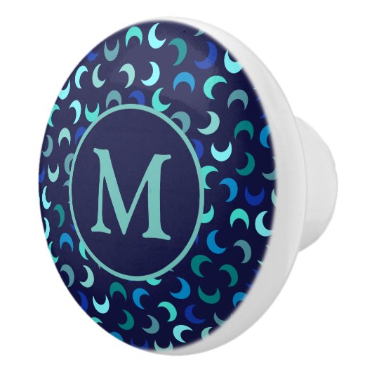 Monogram Blue New Moon Muster Keramikknauf (Rechts)