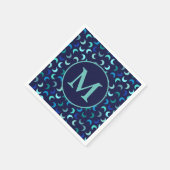 Monogram Blue New Moon Muster Serviette (Ecke)