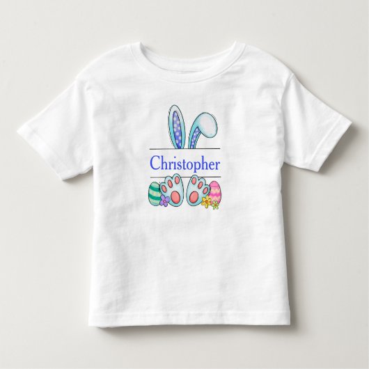 Monogram Blue Oaster Bunny Kleinkind Boy's Oster Kleinkind T-shirt (Vorderseite)