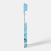 Monogram Blue Ocean Waves Crashing on Beach iPhone Hülle (Linke Seite)