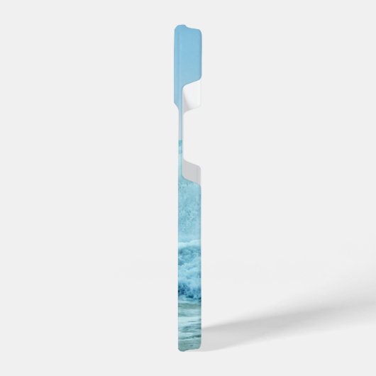 Monogram Blue Ocean Waves Crashing on Beach iPhone Hülle (Linke Seite)