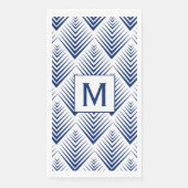 Monogram Blue on White Fan Blume Art Deco Serviette (Vorderseite)