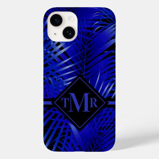 Monogram Blue Palm Case-Mate iPhone Hülle (Rückseite)