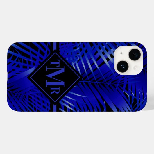 Monogram Blue Palm Case-Mate iPhone Hülle (Rückseite (Horizontal))
