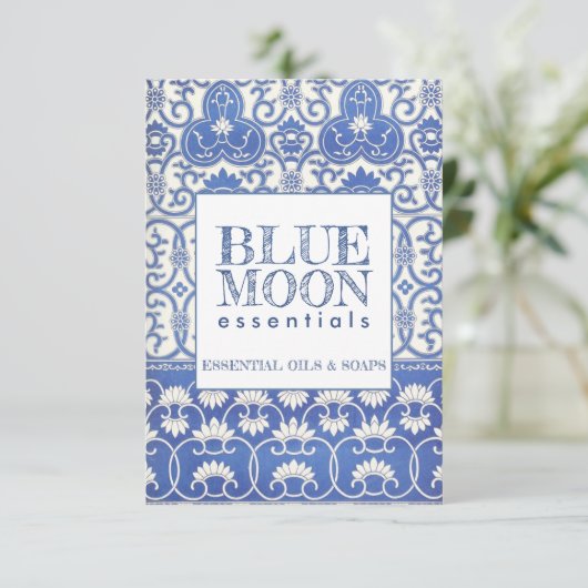 Monogram Blue Patterns Essential Oils Soaps - Gesc Karte (Stehend Vorderseite)