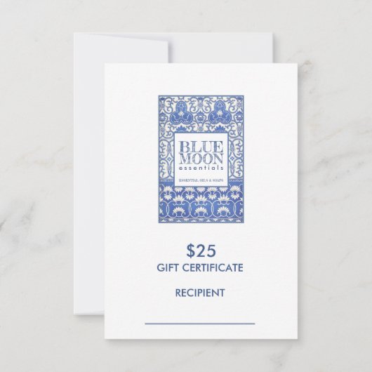 Monogram Blue Patterns Essential Oils Soaps - Gesc Karte (Rückseite)