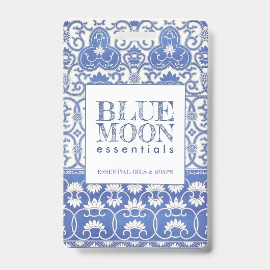 Monogram Blue Patterns Essential Oils Soaps Gift C Ausweis (Vorderseite)