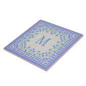 Monogram Blue Periwinkles Floral Border Imitats Li Fliese (Seite)